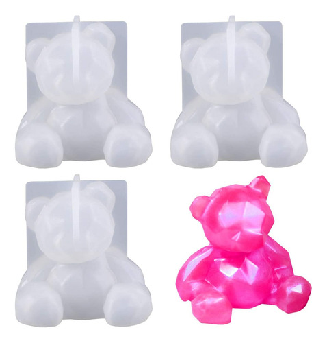 3pc Molde De Silicona Oso Teddy Molde Resina Oso Geométrico