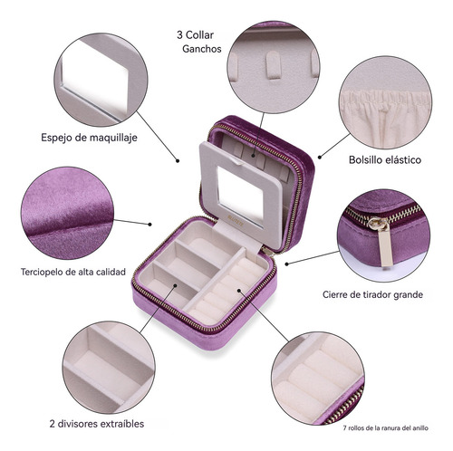 Skyice Estuche Portable Púrpura Con Espejo, 5 Compart. Púrpura