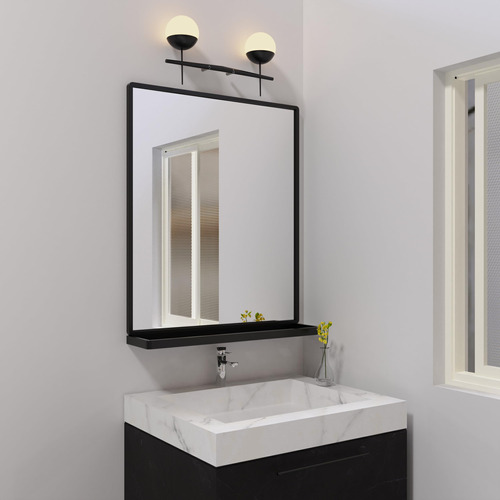 Espejo De Baño Con Estante Ideal Para Cualquier Espacio Negr