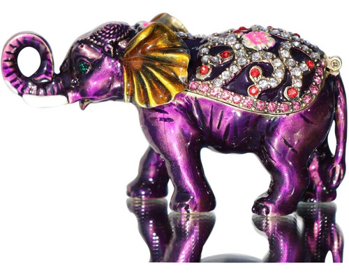Waltz & F Caja De Baratija Con Bisagras De Elefante Púrpura,