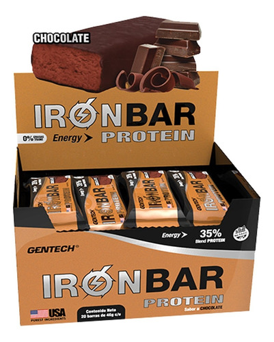 Promo 20 Iron Bar Gentech Barras Proteicas 46 Gr C/u Sin Tac