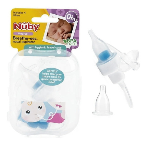 Aspirador Nasal A Succion Nuby Con Boquilla Y Filtros Bebe