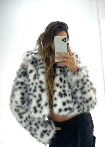 Saco Tapado Piel Corto Importado Tendencia Animal Print Moda