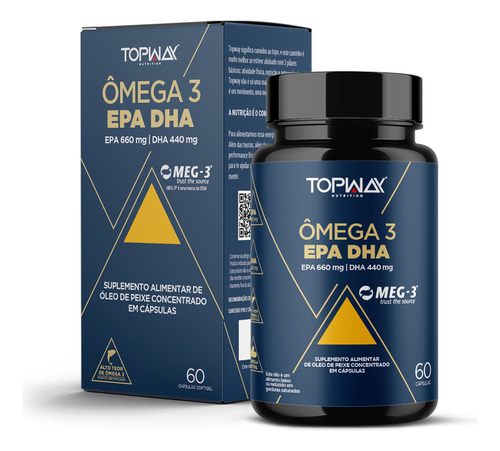 Suplemento De Ômega 3 Super Dha Em 60 Cápsulas - Topway Óleo De Peixe