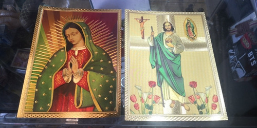 Placa Metálica Para Cuadro Virgen Jesús San Judas Efecto Oro