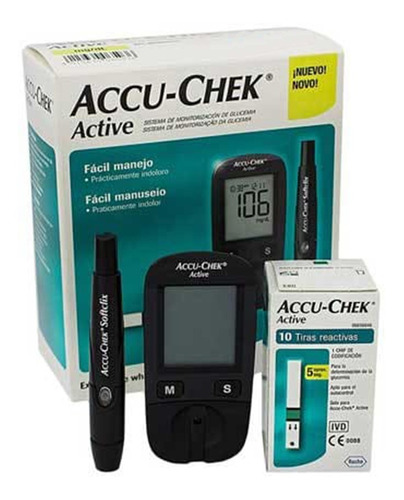 Accu - Chek Glucómetro Active Kit Con 10 Tiras Y 10 Lancetas