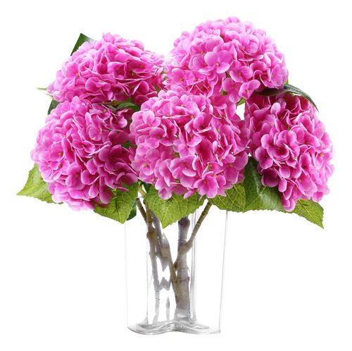 5 Piezas De Flores Artificiales De Hortensia Con Tacto Real