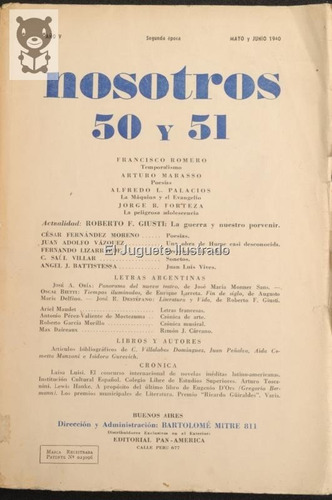 Nosotros Especial 50 Y 51  1940 Revista Literaria