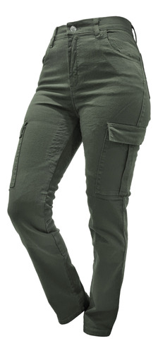 Pantalon Cargo Reflectivo Protecciones Mujer Verde Samurai