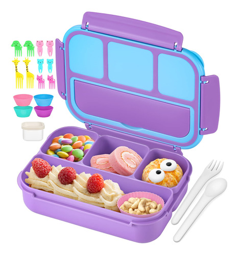 Fiambrera Qqko Bento Con 4 Compartimentos, Recipiente De Sal