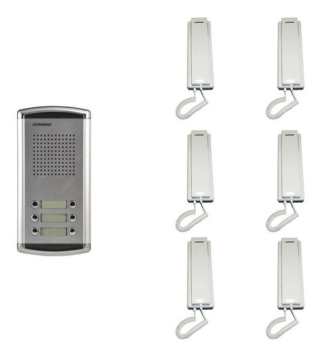 Imagen 1 de 5 de Portero Commax 6 Pulsadores Con 6 Teléfonos Kit Completo 6am