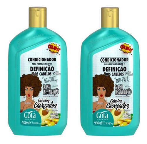 Condicionador Gota Dourada 430ml Fort Cacheados - Kit 2un