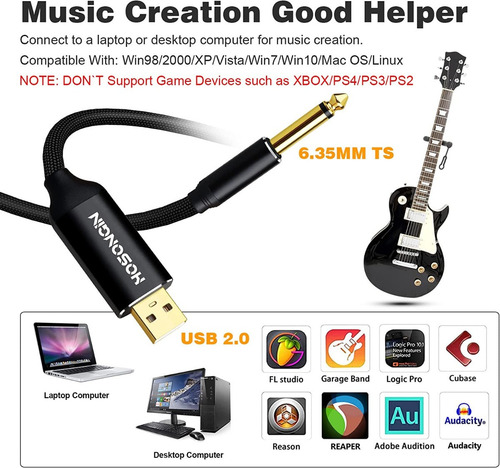Imagen 3 de 8 de Cable Usb Macho A Trs Macho De Hosongin