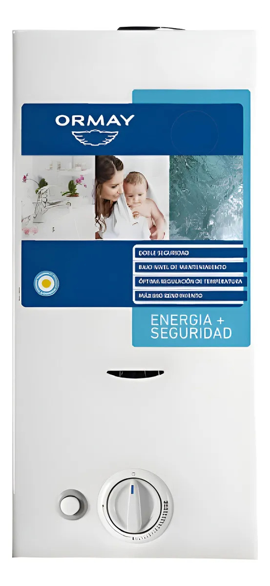 Calefón A Gas Natural Ormay LE14 14L Blanco Encendido Electrónico