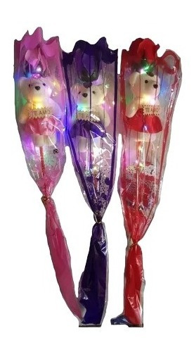 Kit De 3 Rosas Con Luces Y Oso