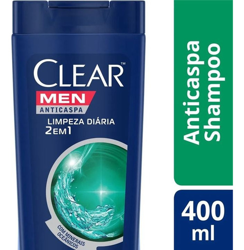 Shampoo Anticaspa Clear Limpeza Diária Frasco 400ml Kit C/2