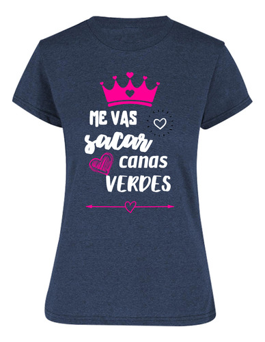 Playera Jaspe Mujer - Frases De Mamá - Blanco Canas Verdes