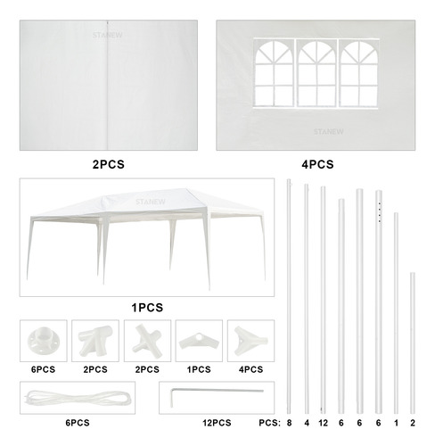 Toldo Carpa Reforzado 3x6 Metros Stanew Blanco Eventos 6x3