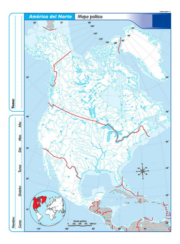 5 Mapas Escolares América Del Norte N°3 División Política