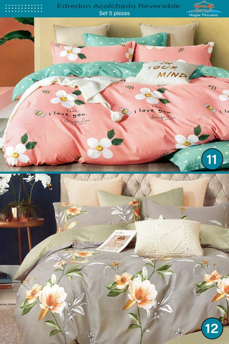 Edredon, Cobertor + Juego De Sabanas 2plz 5piezas Reversible