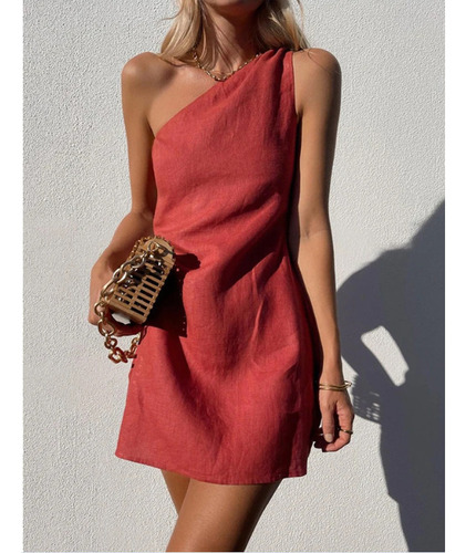 Mini Vestido Sin Mangas Con Hombros Descubiertos Para Mujer
