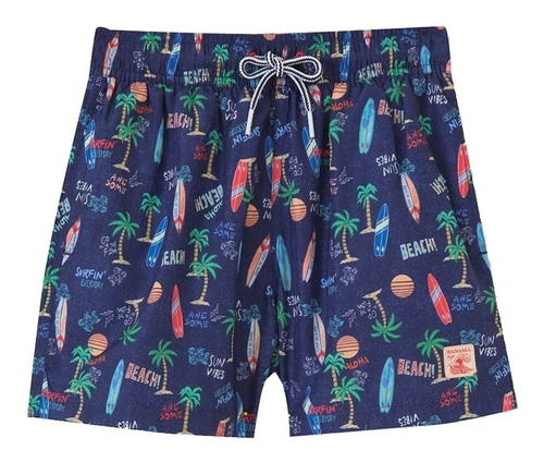 Short De Baño Niño Wanama Surfing Estampado Azul Pre