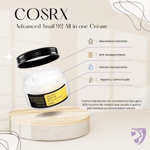 Crema Advanced Snail 92 All In One Cream Cosrx Hidratante Dí Sensible Día/noche