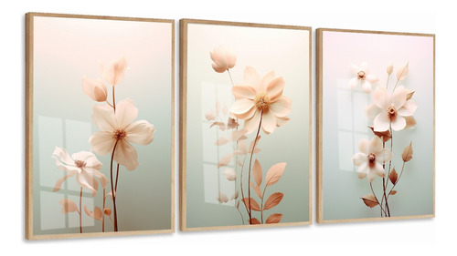 Quadros Decorativo Flores Rosas Luxo Sala Hall Moldura Vidro