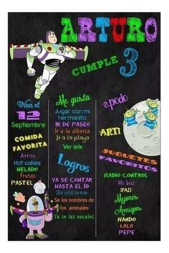 Kit Imprimible Pizarra Buzz Lightyear Toy Story Tex Editable (Usado)