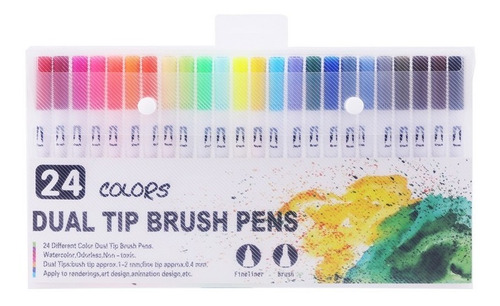 Marcadores-plumones Dual Tip Brush Pens -24unid.