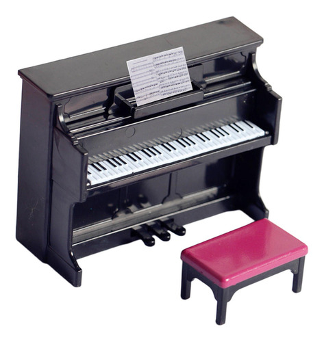 Piano Con Taburete Infantil Para Decoración De Casas De Muñe