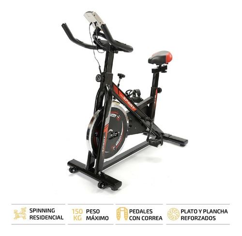Imagen 2 de 8 de Bicicleta De Spinning Fija Femmto Bici Con Disco Fitness