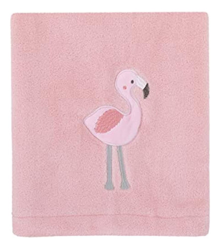 Nojo Tropical Flamingo Pink Plush Coral Fleece Baby Blanket 