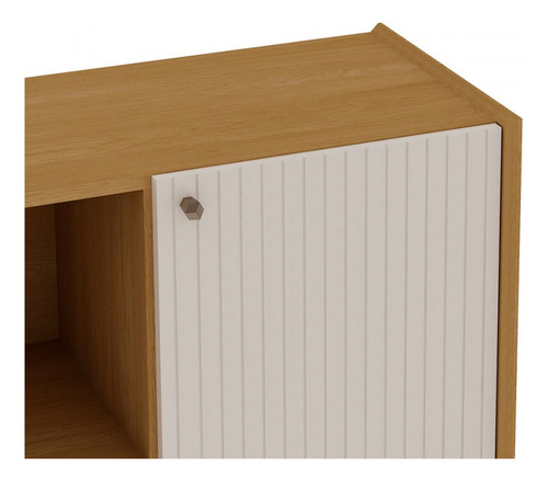 Balcão Buffet Adega 1 Porta Cinamomo/off White - Genialflex Cor Marrom-claro