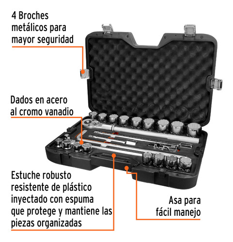 Juego De 23 Herramientas Cuadro 3/4 Std Para Mecánico.