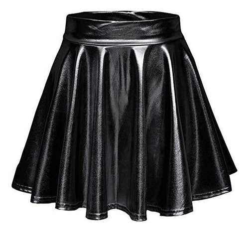Falda Negra Negra Con Tapón S Uk, Metalizado Brillante, Acam
