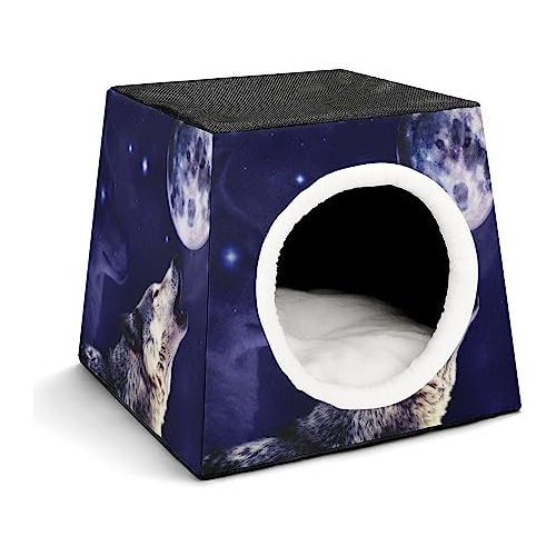 Wolf Howling At The Moon Dog House Cat Tent Durable Waterpro
