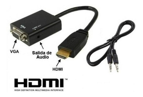 Imagen 5 de 8 de Cable Adaptador Conversor Hdmi A Vga Con Audio Full Hd 1080p
