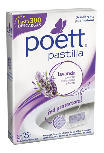 Pastilla Para Inodoro Poett Con Red Frescura De Lavanda 25gr