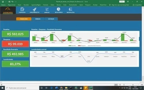 Imagem 2 de 8 de Planilha Controle De Vendas E Estoque Em Excel Com Dashboard