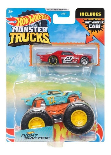 Pack 1 Monster Trucks + 1 Auto Hot Wheels Modelo A Eleccion