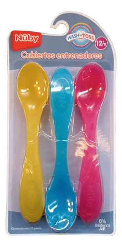 Cubiertos Para Niños Nuby 12pz Amarillo Azul Rosa