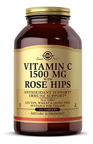 Solgar Vitamina C 1500 Mg Con Escaramujos, 180 Tabletas - Re