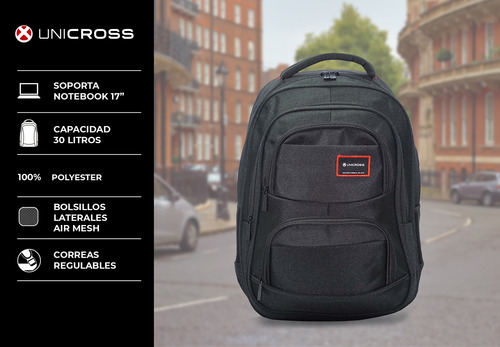 Imagen 2 de 10 de Mochila Urbana Unicross Escolar Porta Notebook Unisex