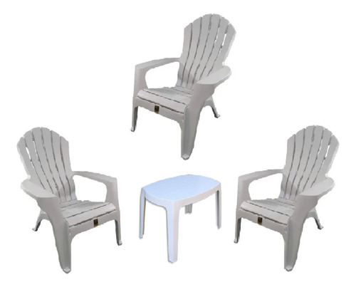 Silla Mascardi Miami Blanco X3  + Mesa Ratona