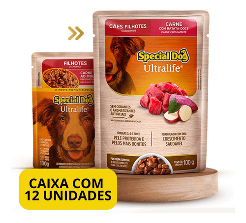 Sachê Special Dog Filhotes Sabor Carne 100g. Caixa C/12 Un.