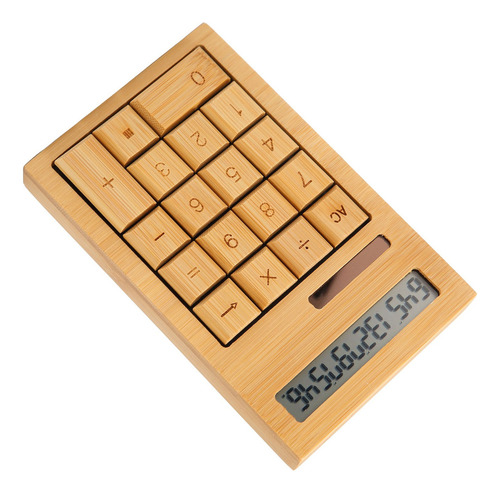 Sjfsjfcalculadora De Madera Con Batería Solar De 18 Teclas,