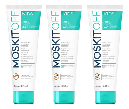Kit C/3 Repelente Moskitoff Kids Locao 120ml Farmax 
