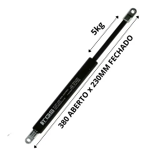 Amortecedor A Gás Tgs 38x23cm Pressurizado Porta Malas 5kg
