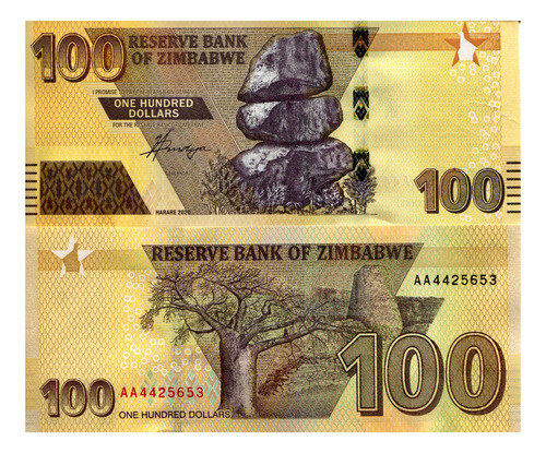 Zimbabwe - 100 Dólares - Año 2020
